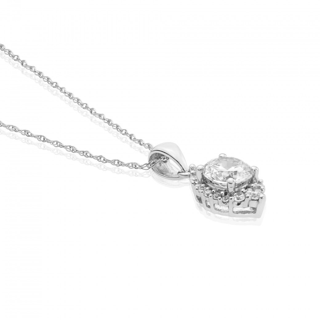 9ct White Gold Vintage Inspired CZ Necklace - Marquis - John Ross Jewellers