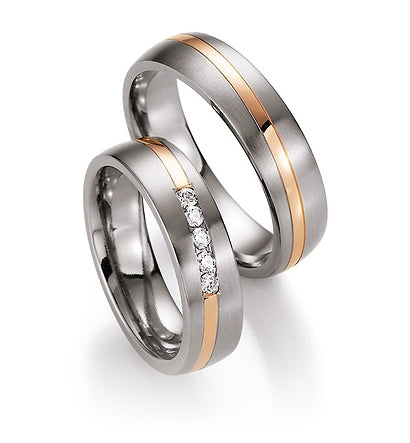 Titanium & 14ct Rose Gold Wedding Ring | 5.5mm - John Ross Jewellers