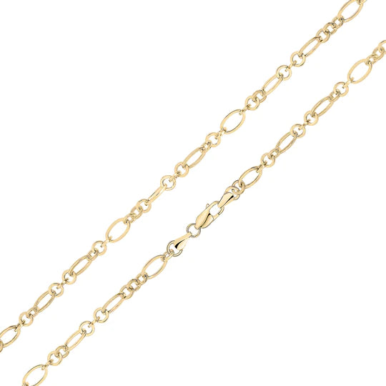 9ct Gold Solid Oval Figaro Necklace - John Ross Jewellers