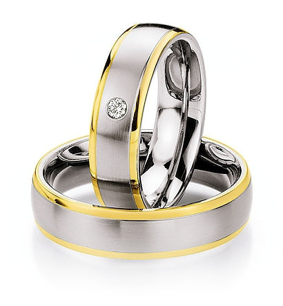 Steel & 14ct Yellow Gold Wedding Ring | 6mm - John Ross Jewellers