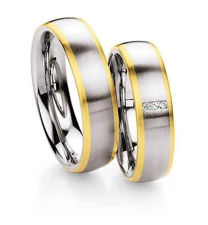 Steel & 14ct Yellow Gold Wedding Ring | 6mm - John Ross Jewellers