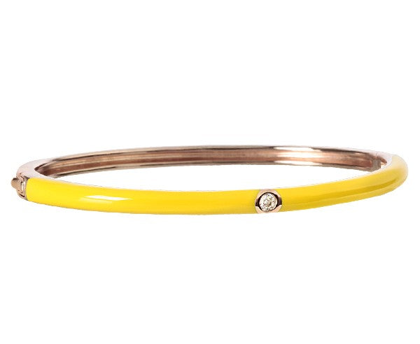 Sunshine Yellow Enamel & CZ Bangle - John Ross Jewellers