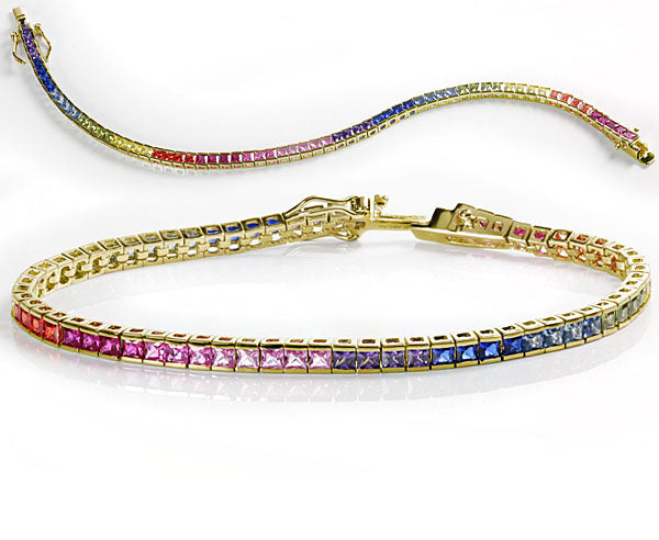 Sunshine Rainbow CZ Line Bracelet | 18.5cm - John Ross Jewellers
