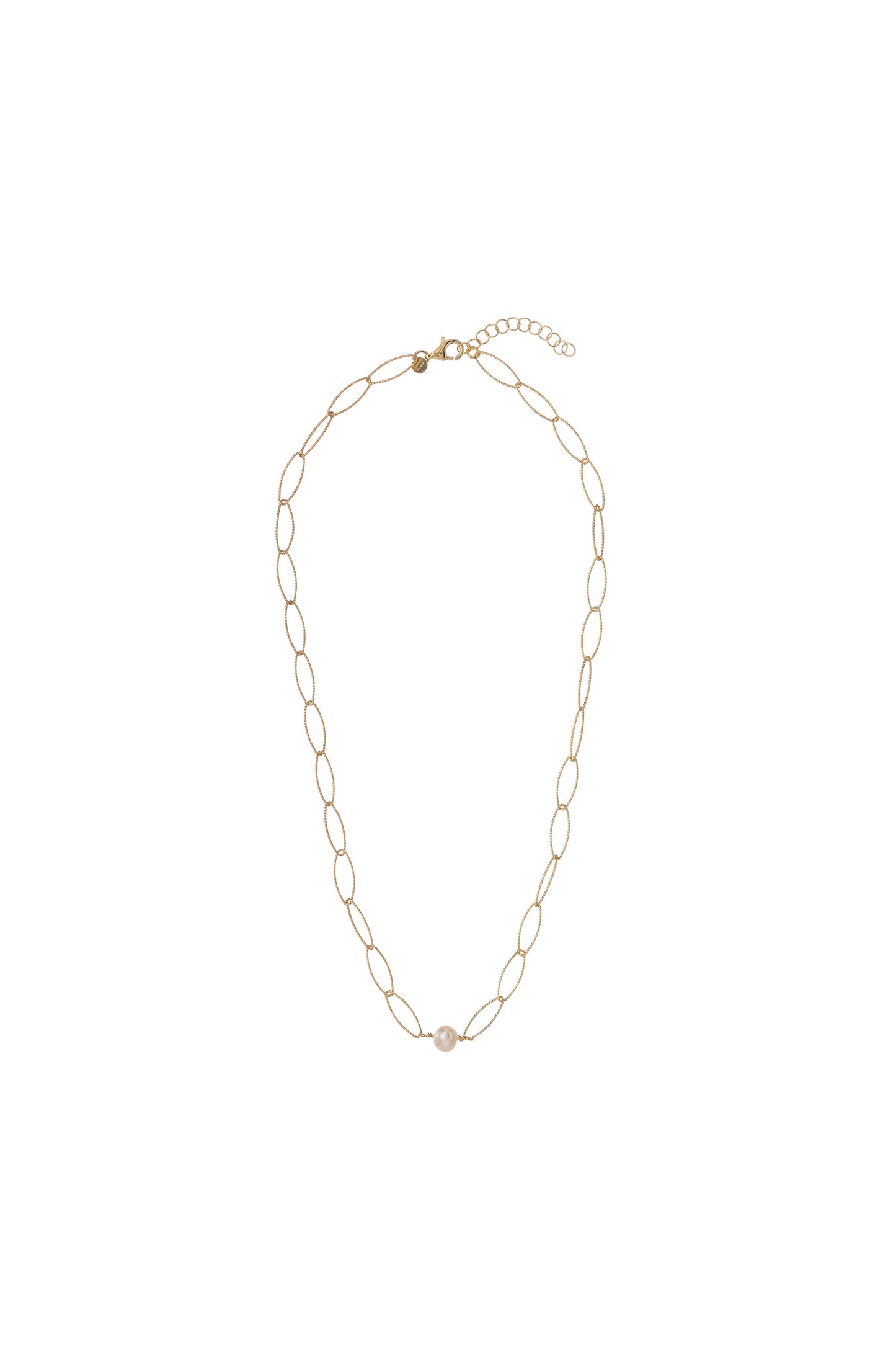 Sunshine Simple Freshwater Pearl Oval Twist Link Choker Necklace - John Ross Jewellers
