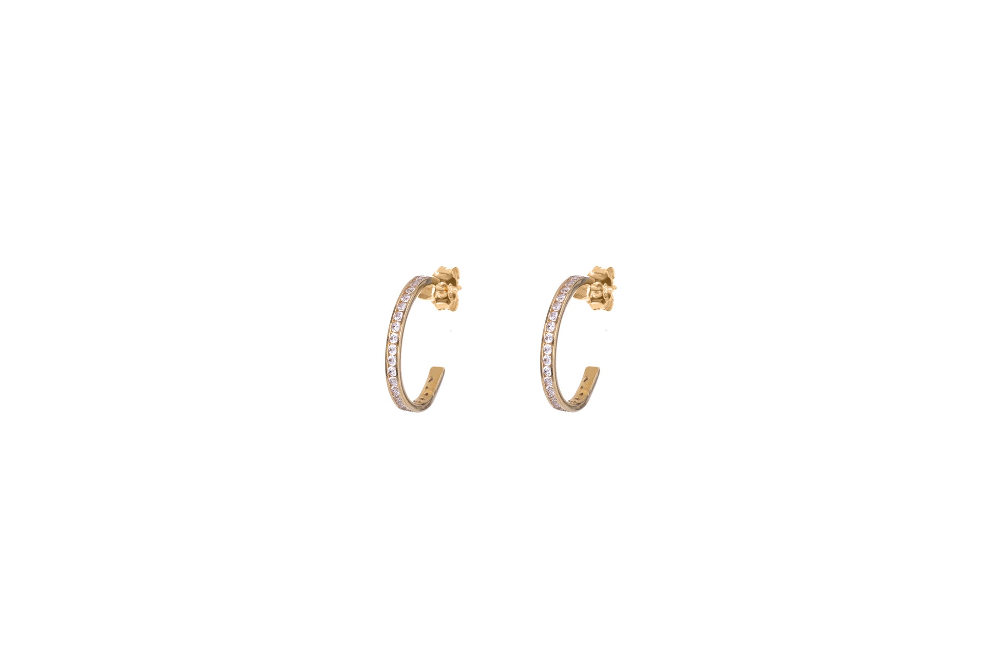 Sunshine Channel Set CZ Half Hoop Earrings | 15mm - John Ross Jewellers