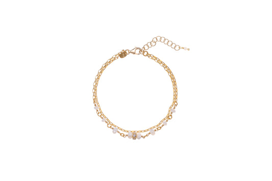 Sunshine Mother of Pearl & CZ Double Bracelet - John Ross Jewellers