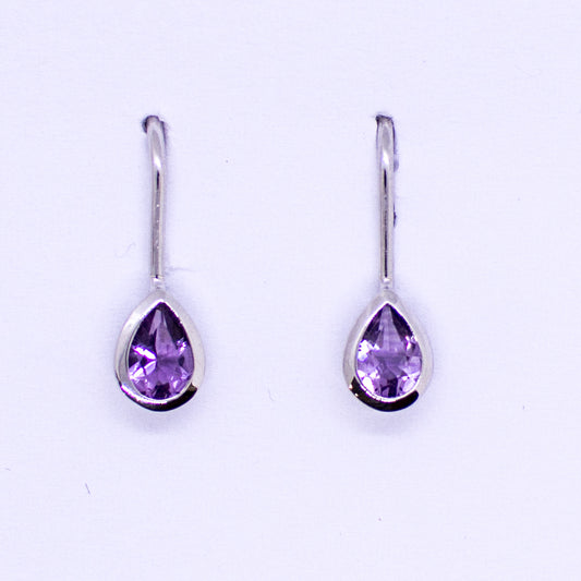 Silver Amethyst Pear Drop Earrings - John Ross Jewellers