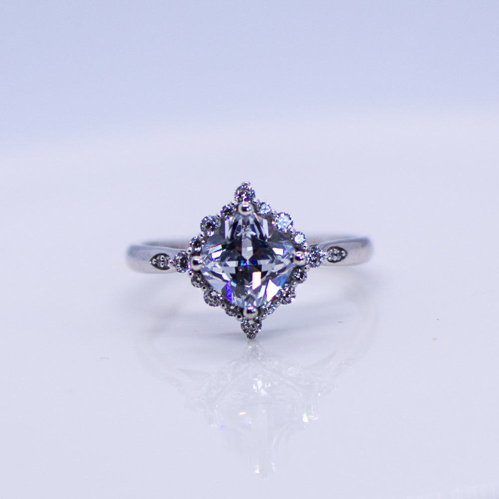 9ct White Gold CZ Halo Ring - John Ross Jewellers