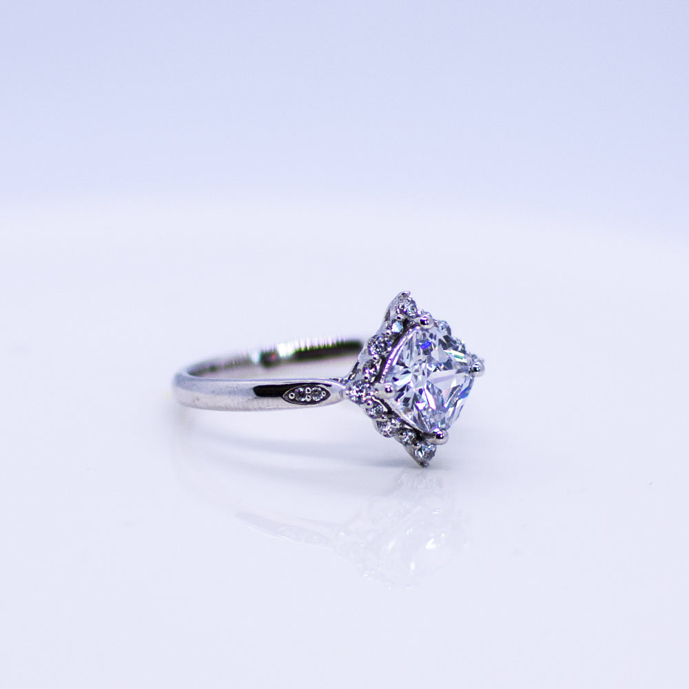 9ct White Gold CZ Halo Ring - John Ross Jewellers