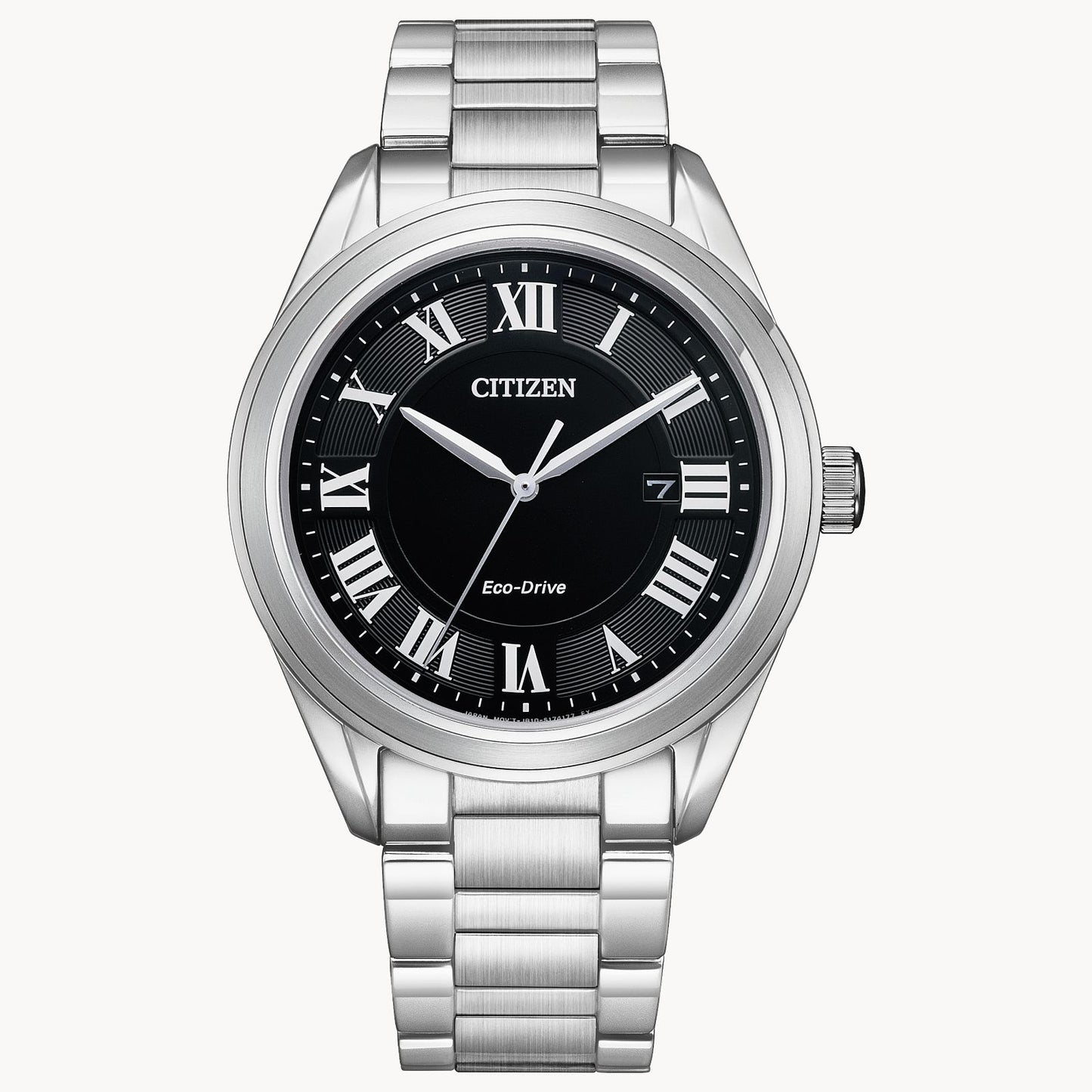 Citizen launched a men’s version of the classic Arezzo timepiece. This high-end, luxury watch makes a statement, with the silver-tone stainless steel case and bracelet paired with a black dial with bold silver-tone roman numerals. The three-hand dial also shows the current date, and the entire watch is sustainably powered by light with the exclusive Citizen Eco-Drive technology. For those looking for classic style and bold details, this statement watch is a must-have for every collection.