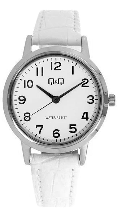 Q&Q Ladies Silver Leather Watch - John Ross Jewellers