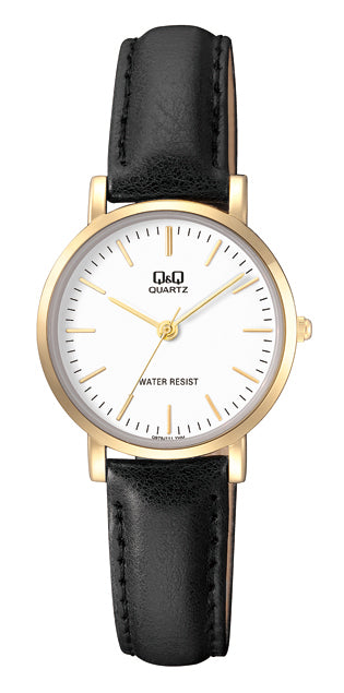 Q&Q Ladies Gold Leather Watch - John Ross Jewellers