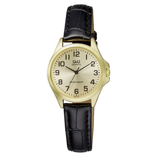 Q&Q Ladies Gold Leather Watch - John Ross Jewellers