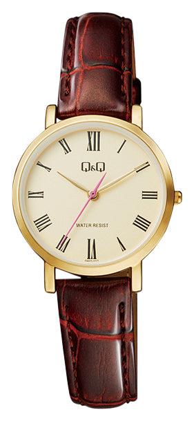 Q&Q Ladies Gold Leather Watch - John Ross Jewellers