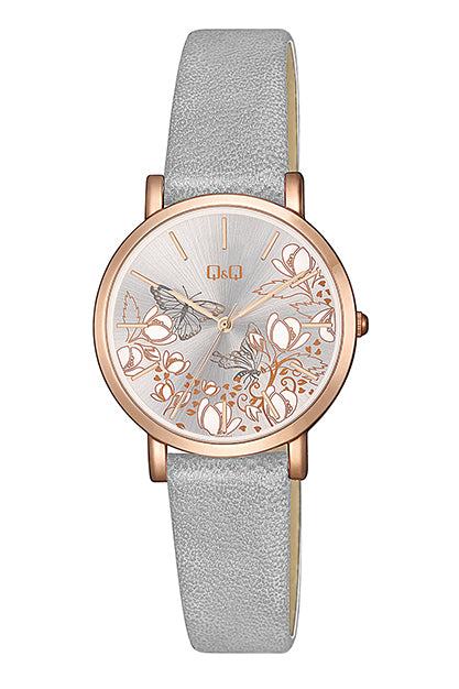 Q&Q Ladies Rose Gold Leather Watch - John Ross Jewellers