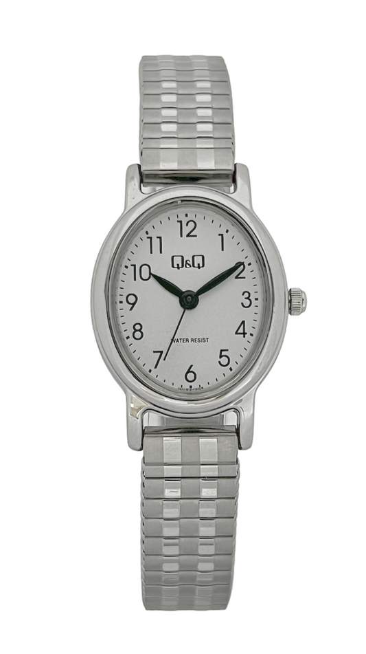 Q&Q Ladies Silver Watch with Expandable Strap - John Ross Jewellers