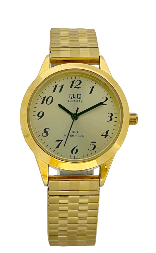 Q&Q Ladies Gold Watch with Expandable Strap - John Ross Jewellers