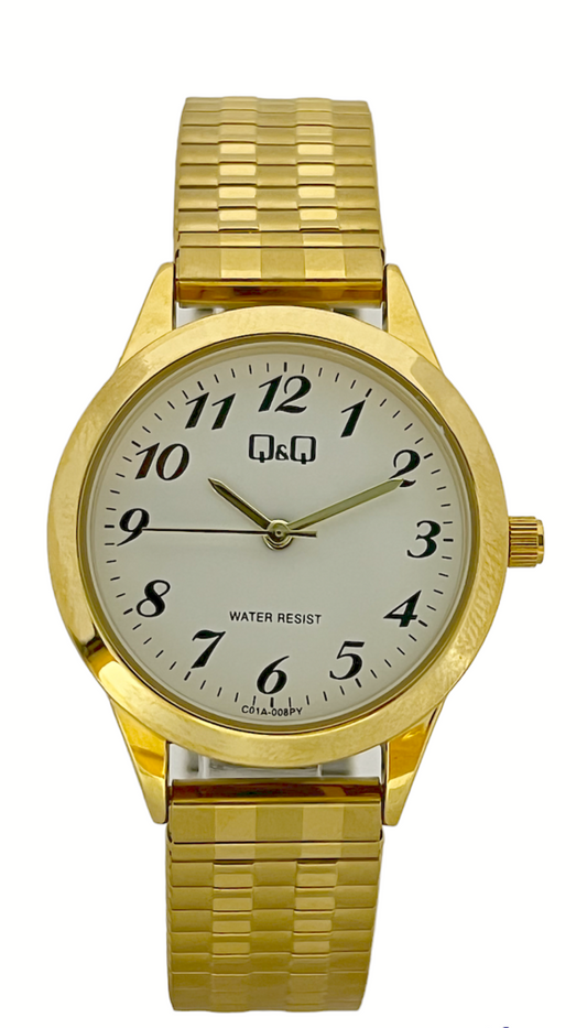 Q&Q Ladies Gold Watch with Expandable Strap - John Ross Jewellers