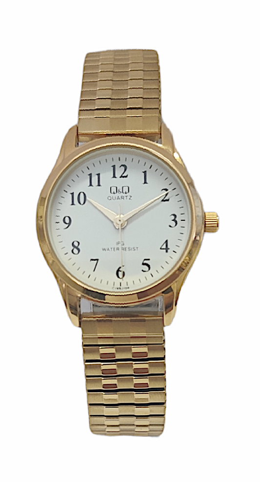 Q&Q Ladies Gold Watch with Expandable Strap - John Ross Jewellers