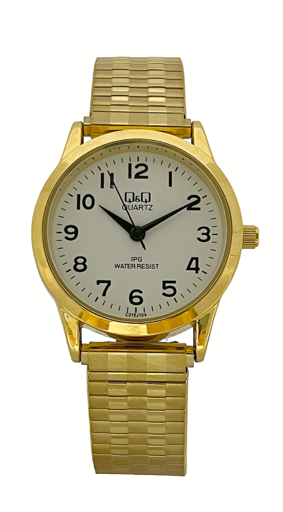 Q Q Ladies Gold Watch with Expandable Strap John Ross Jewellers