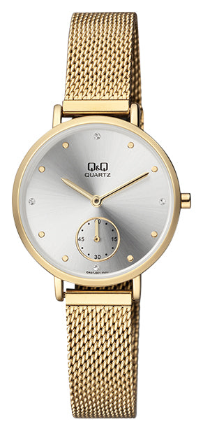 Q&Q Ladies Gold Mesh Watch - John Ross Jewellers