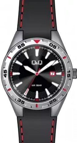 Q&Q Gents Silver Silicone Watch - John Ross Jewellers