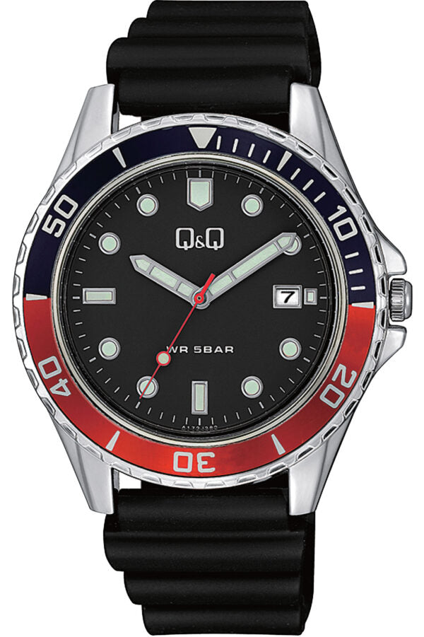 Q&Q Gents Silver Silicone Watch - John Ross Jewellers