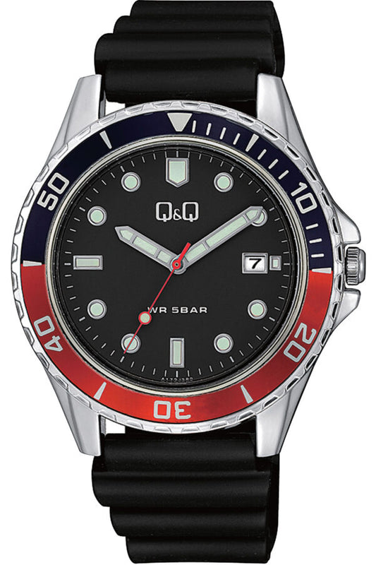 Q&Q Gents Silver Silicone Watch - John Ross Jewellers