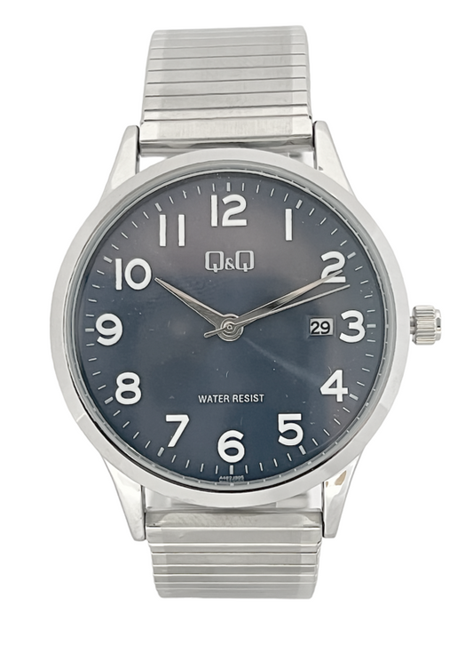 Q&Q Gents Silver Watch with Expandable Strap - John Ross Jewellers