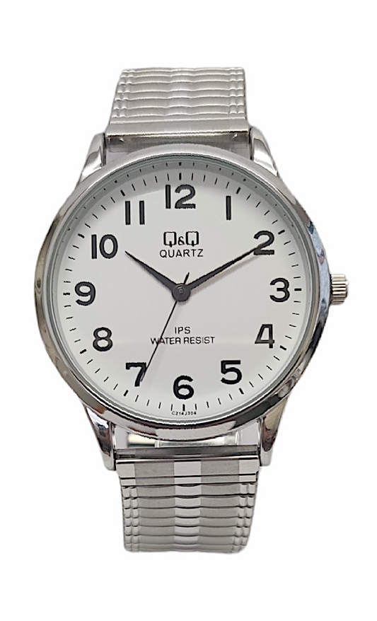 Q&Q Gents Silver Watch with Expandable Strap - John Ross Jewellers