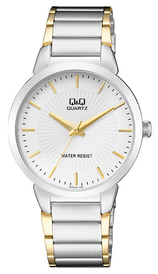 Q&Q Gents Silver & Gold Three Link Watch - John Ross Jewellers