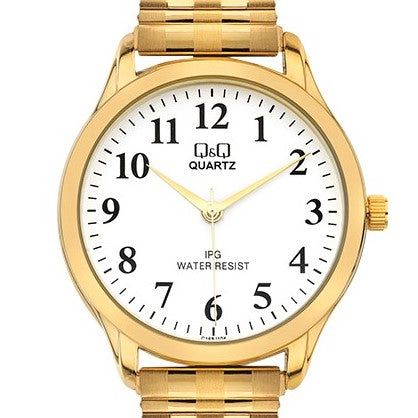 Q&Q Gents Gold Watch with Expandable Strap - John Ross Jewellers
