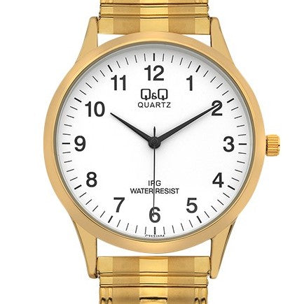 Q&Q Gents Gold Watch with Expandable Strap - John Ross Jewellers