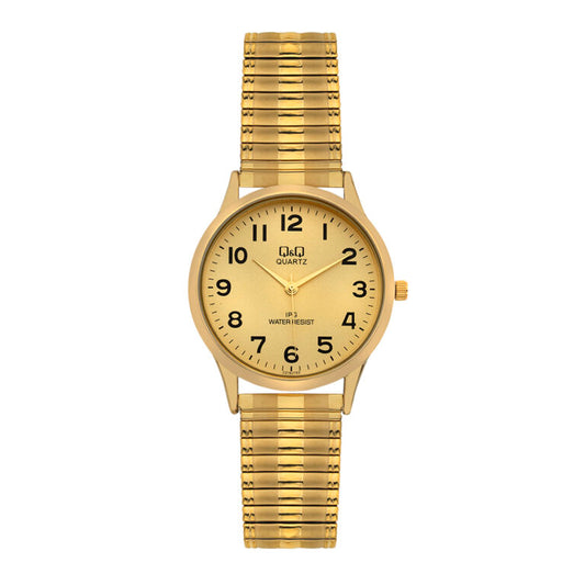 Q&Q Gents Gold Watch with Expandable Strap - John Ross Jewellers