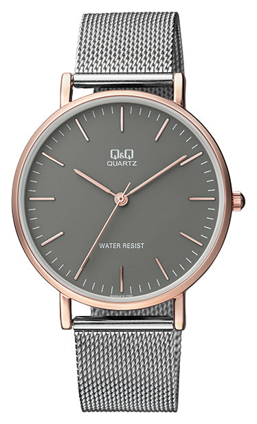 Q&Q Silver and Rose Gold Mesh Watch - John Ross Jewellers
