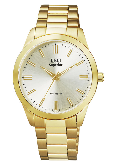Q&Q Gents Gold Three-Link Watch - John Ross Jewellers