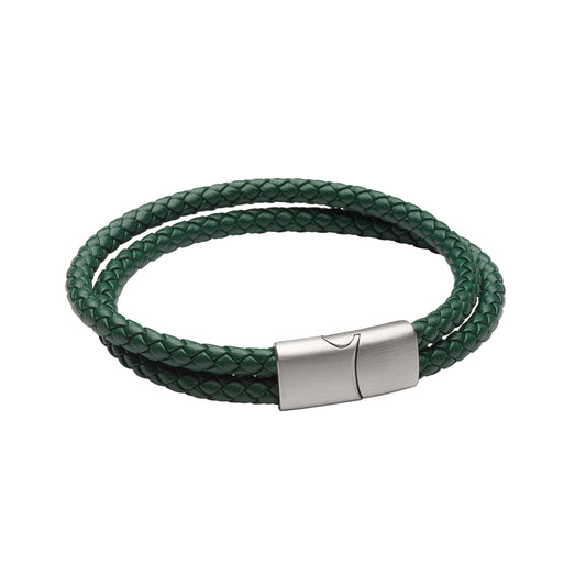 FRED BENNETT Reborn Green Leather Two Row Bracelet - John Ross Jewellers