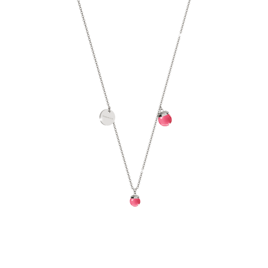 REBECCA Hollywood Stone Necklace - Two Stone Cranberry - John Ross Jewellers