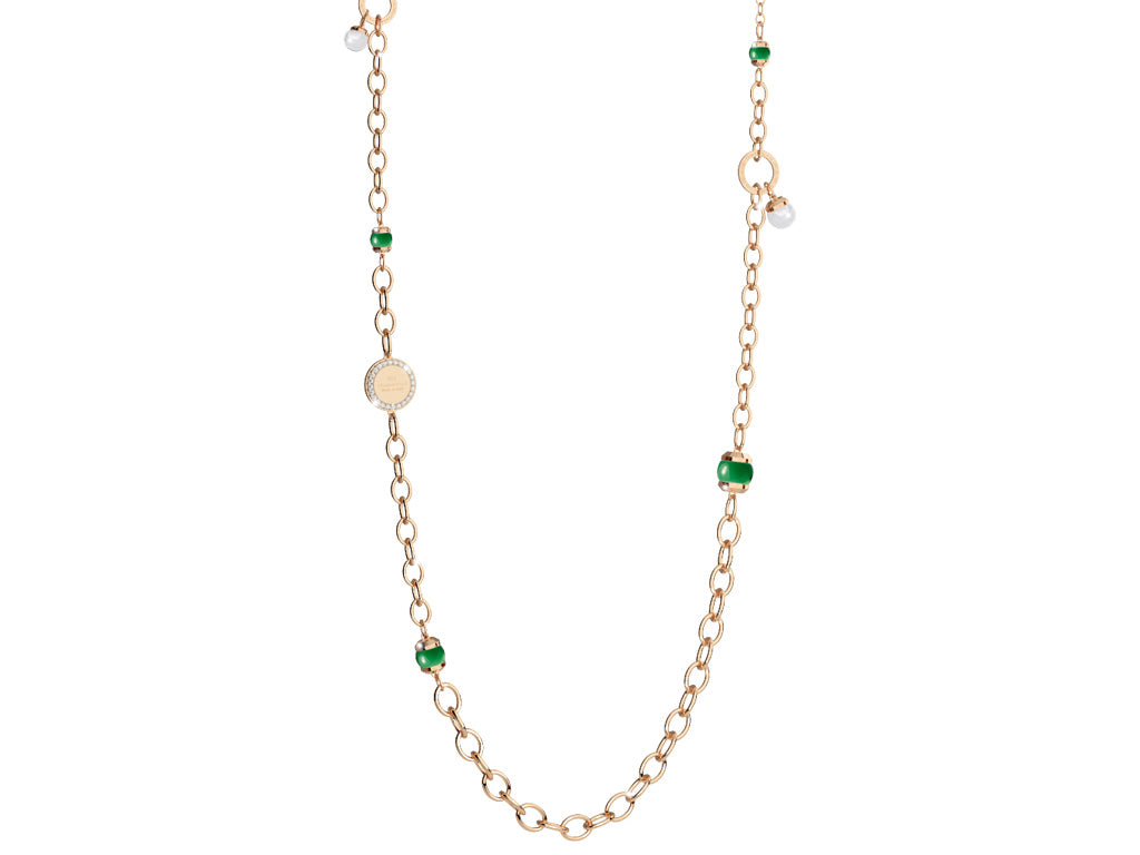 REBECCA Hollywood Stone - Green & Gold Long Necklace - John Ross Jewellers