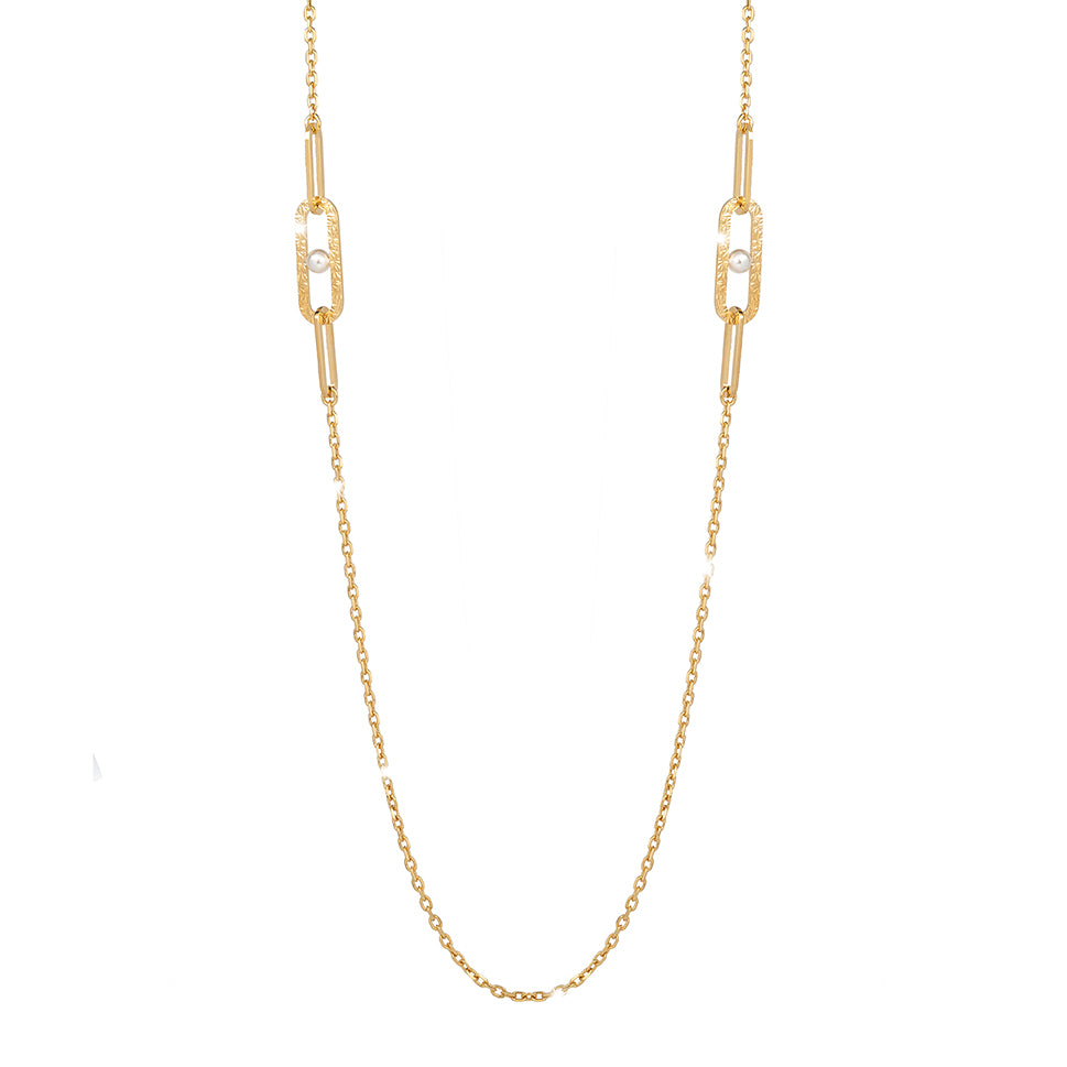 REBECCA R-Zero Pearl 90cm Necklace | Gold - John Ross Jewellers