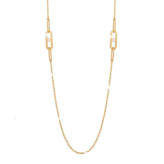 REBECCA R-Zero Pearl 90cm Necklace | Gold - John Ross Jewellers
