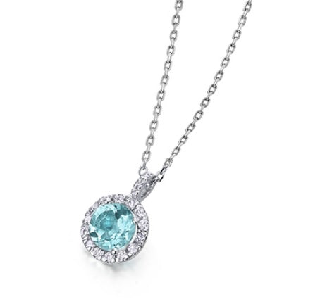 18ct White Gold Ocean Blue Topaz & Diamond Necklace - John Ross Jewellers