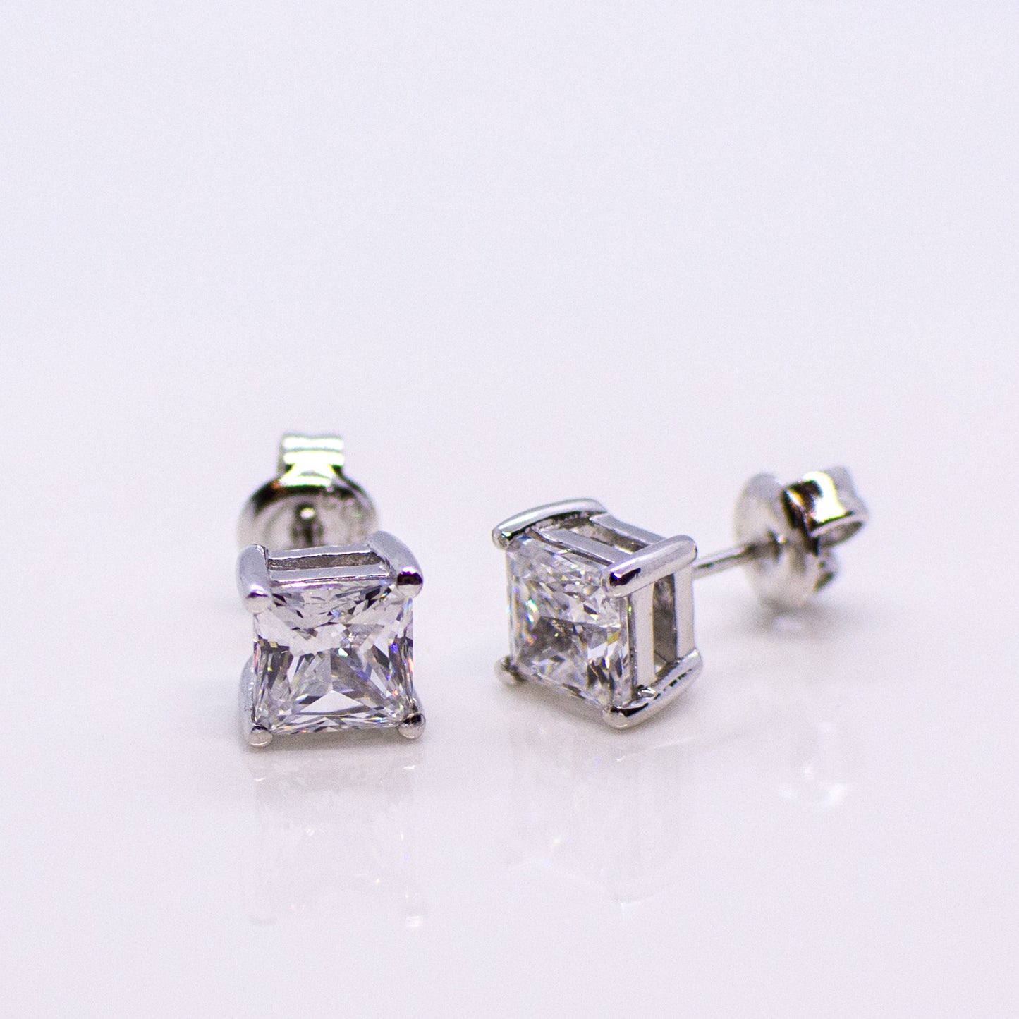 Silver Princess Cut CZ Stud Earrings - John Ross Jewellers