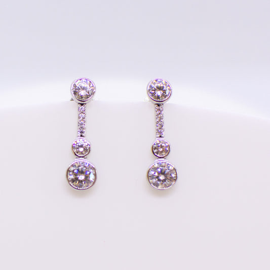 Silver C-Flawless CZ Drop Earrings - John Ross Jewellers