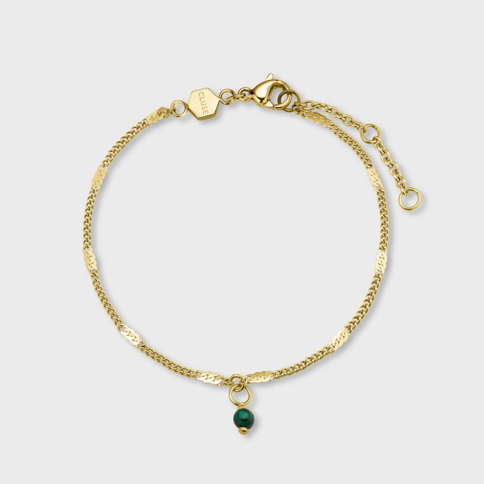 CLUSE La Tétragone Gold/Green Mesh and Malachite Bracelet Giftset - John Ross Jewellers