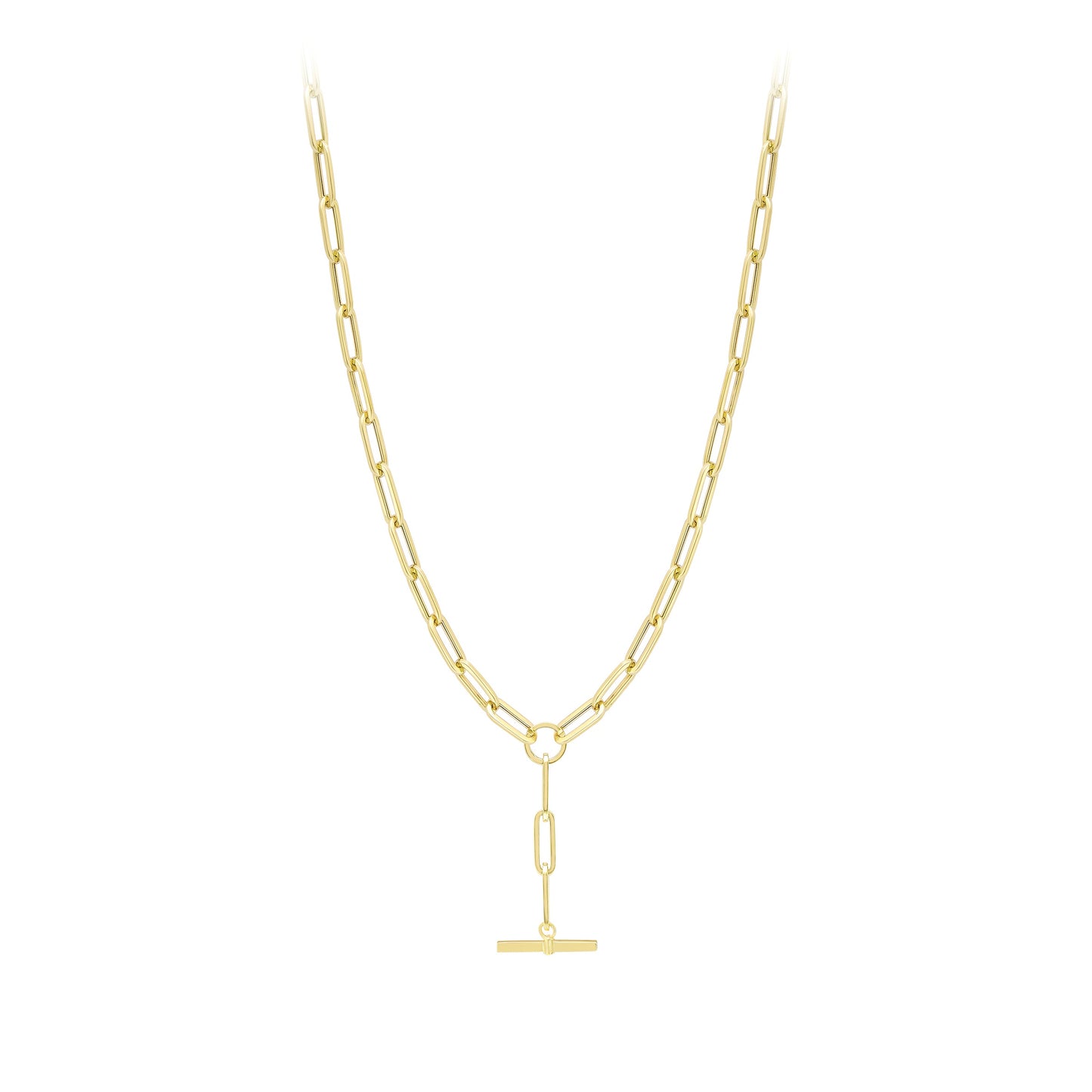 9ct Gold Paper Link T-Bar Necklace - John Ross Jewellers