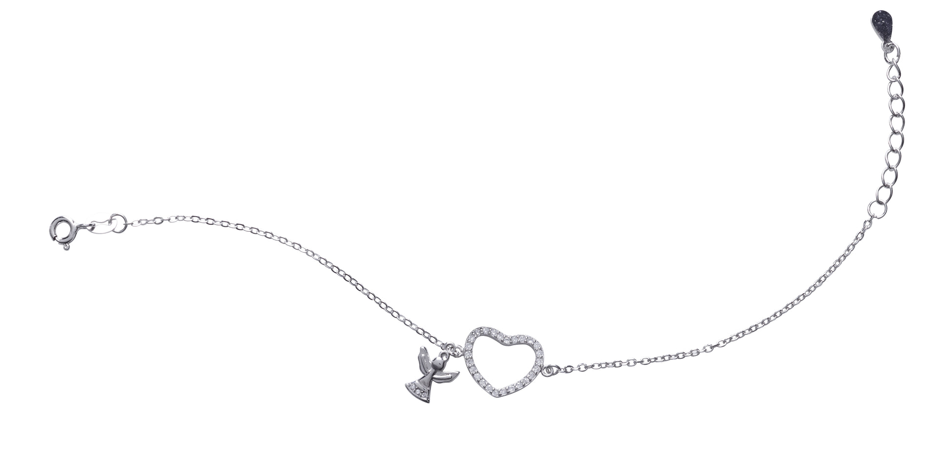 Kids Silver CZ Heart Bracelet - John Ross Jewellers