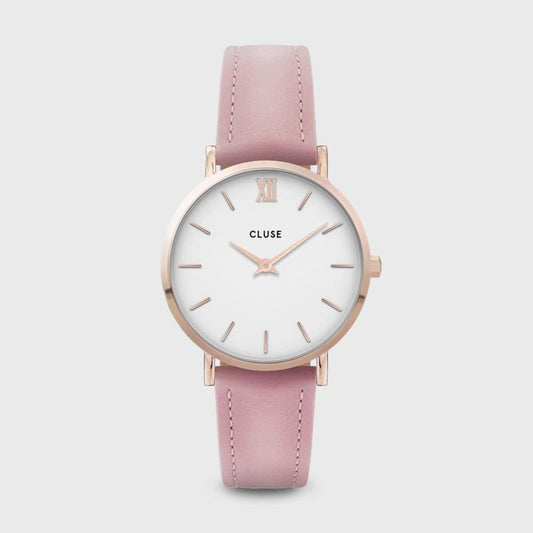 Our Minuit collection pays tribute to starry nights and elegant evening looks. The delicate design of this featherlight watch makes it the perfect accessory for a fashionable, yet subtle result. The watch features a 33 mm case, where white is combined with rose gold details to create a beautiful minimalist timepiece. The strap can be easily interchanged, allowing you to personalise your watch.