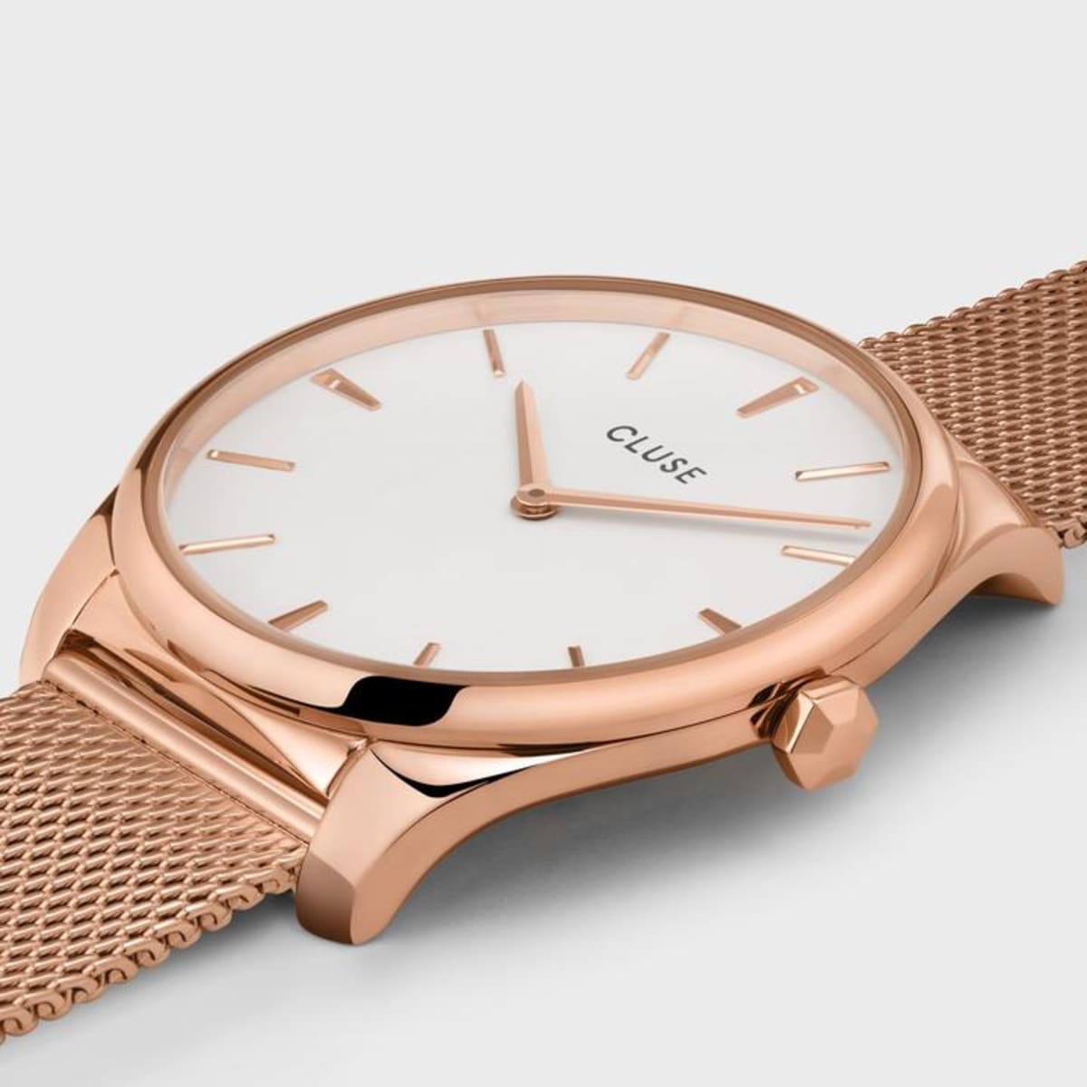 CLUSE Féroce Mesh Rose Gold/White - John Ross Jewellers