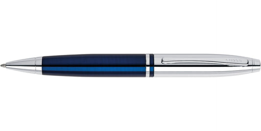 Cross Calais Chrome & Blue Laquer Ballpoint Pen - John Ross Jewellers